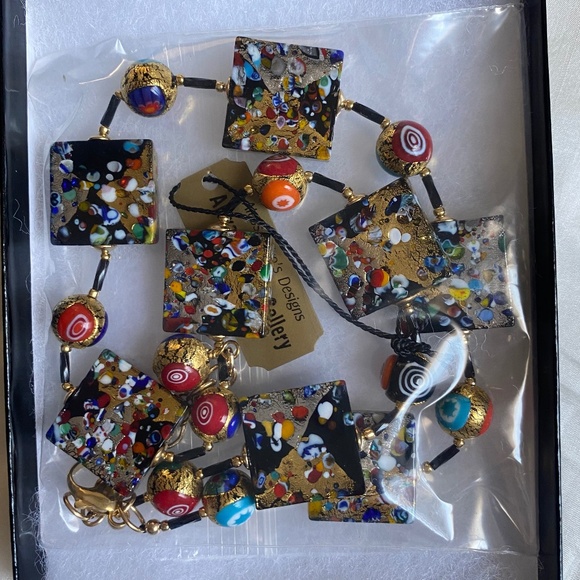 Klimt-inspired Murano Glass, Venetian Bead Necklace BNWT - Picture 6 of 6